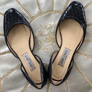 Jimmy Choo black quilted square toe ballet flats